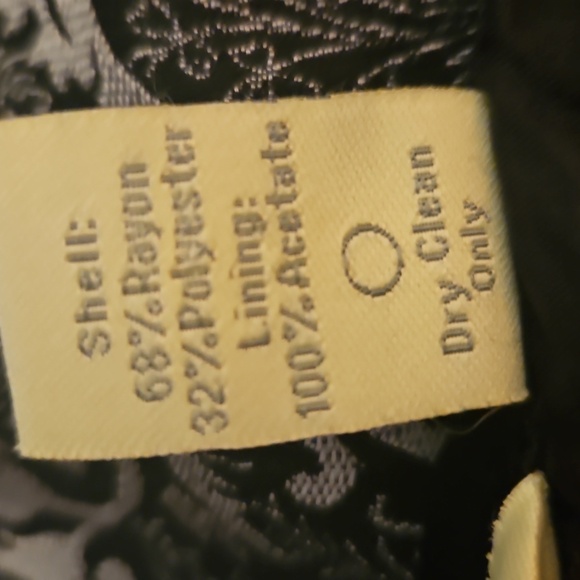 VTG TREVAN Black and Silver Floral Jacquard Velvet Trim Pleated Drop Waist Skirt - Picture 11 of 11